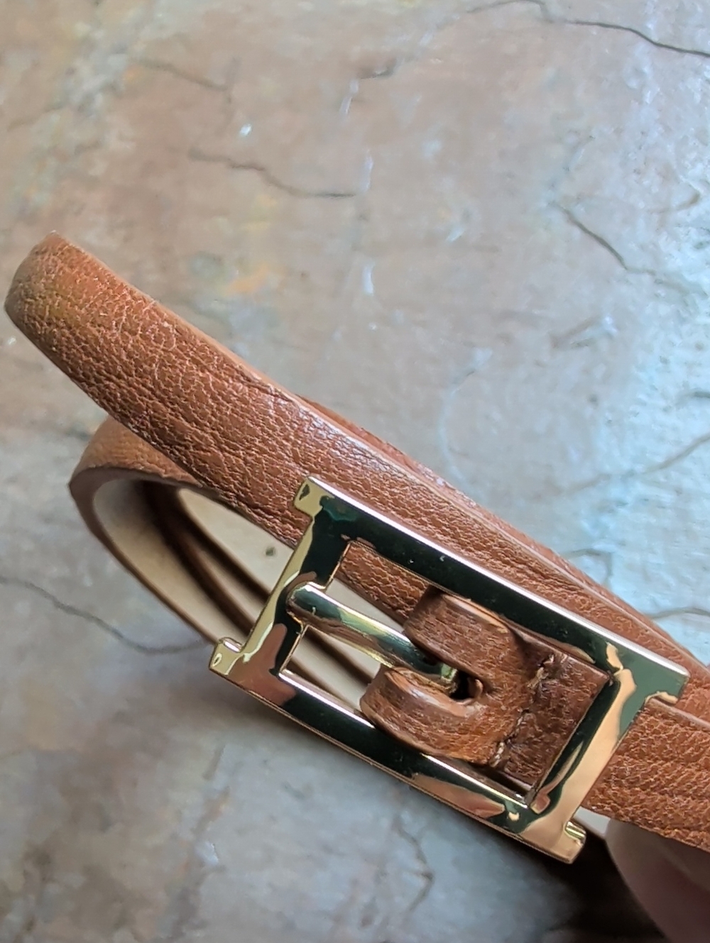TALBOTS skinny brown leather belt M